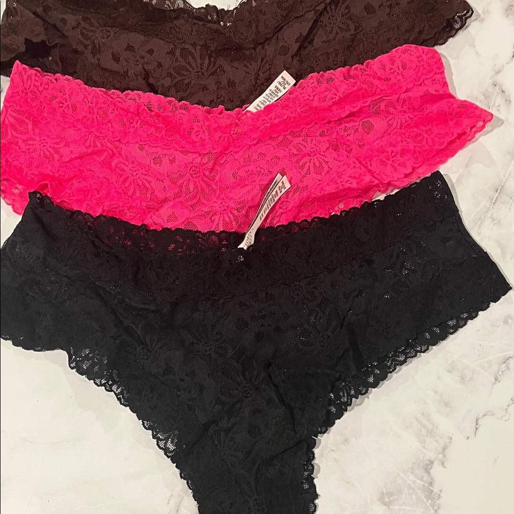 NWT Victoria Secret Lace Trim Women's Intimates - Black, Pink, Brown XL